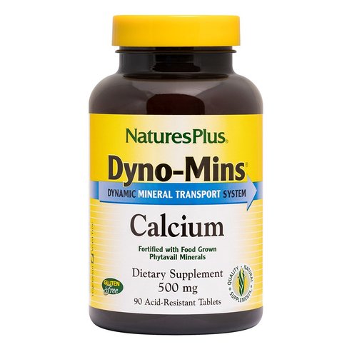 Natures Plus Dyno-Mins Calcium 500mg Хранителна добавка за постигане на идеална костна плътност 90tabs