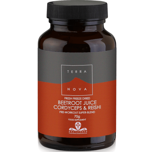 Terranova Beetroot Juice Cordyceps & Reishi Уникален състав от цвекло за силна издръжливост и дълготрайна енергия 70gr
