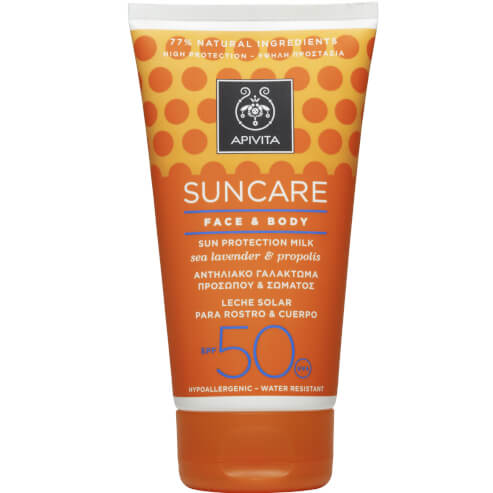 Apivita Suncare Face & Body SPF50 Слънцезащитно мляко за лице и тяло с морска лавандула и прополис 150ml