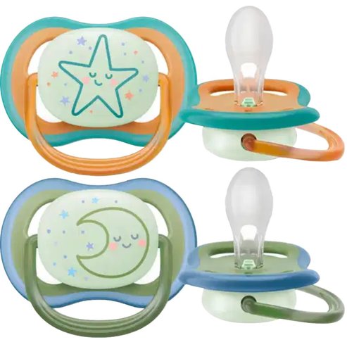 Philips Avent Ultra Air Nighttime Silicone Soother 18m+ Портокал - Каки 2 части, Код SCF376/23