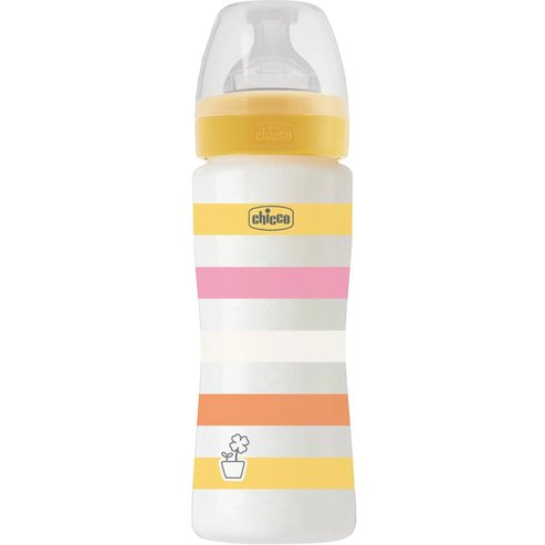 Chicco Well-Being Colors Girl Пластмасова бебешка бутилка с биберон Fast Flow 4m+, 330ml, Код 2863711