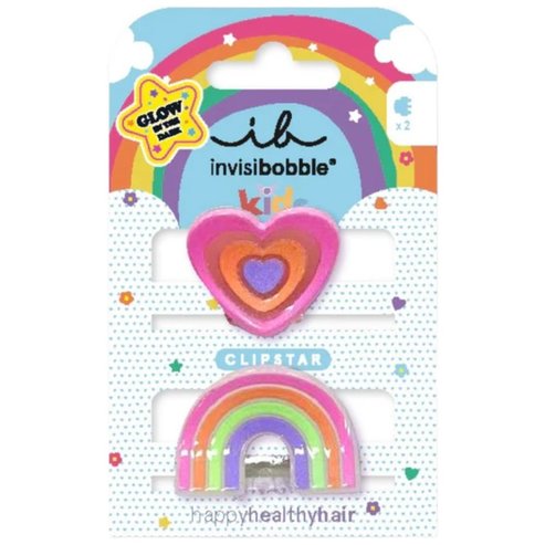 Invisibobble Clipstar Glow Kids Happy Heart 2 бр