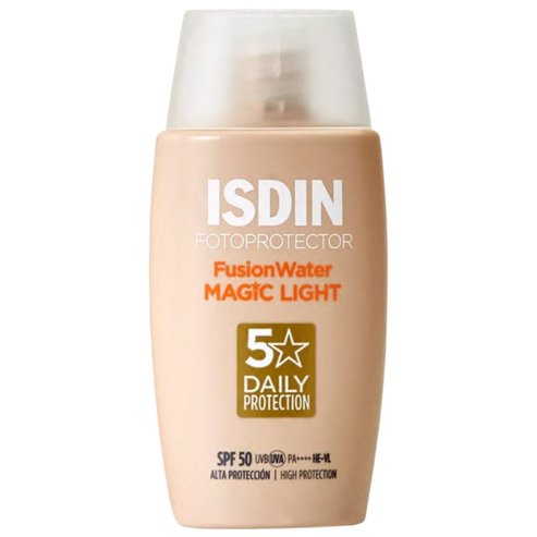 Isdin Fotoprotector 5 Daily Protection Fusion Water Magic Light Spf50 слънцезащитен крем за лице с висока защита, с изключително лека текстура и цвят, който изравнява тена на кожата 50ml
