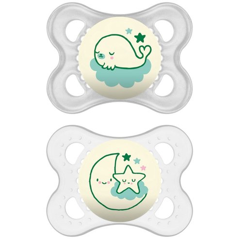 Mam Original Night Silicone Soother 2-6m 2 части, код 110S - сиви / прозрачни