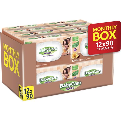 BabyCare Family Karite Wipes Monthly Box 1080 бр (12x90 бр)