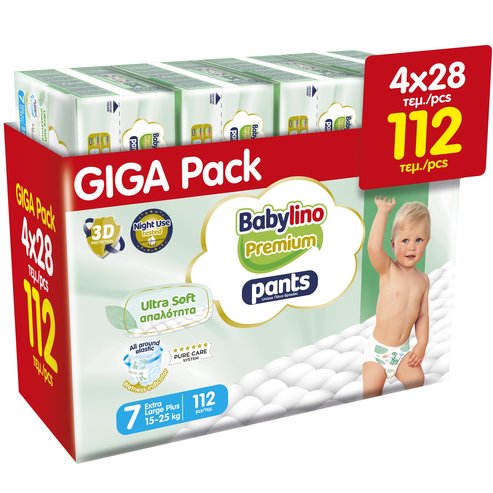 Babylino Комплект Premium Ultra Soft Pants Νο7 Extra Large Plus (15-25kg) 112 бр (4x28 бр)