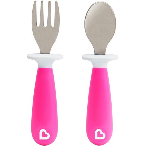 Munchkin Set Raise Toddler Fork & Spoon 12m+ Розово 1 бр