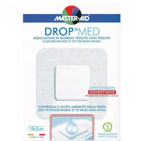 Master Aid Drop Med Woundpad with Antibacterial Substance 10x10cm 5 бр