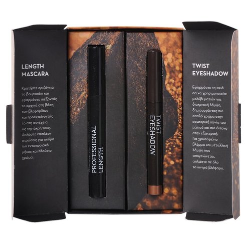 Korres Промо комплект Black Volcanic Length Mascara 03 Brown Plum 7.5ml & Twist Eyeshadow 29 Golden Bronze 1.4gr