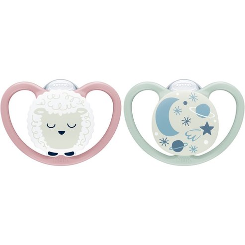 Nuk Space Night Silicone Soother 18-36m 2 брой, Код 10739658 - Лилаво / Мента