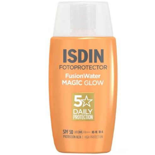 Isdin Fotoprotector 5 Daily Protection Fusion Water Magic Glow Spf50 слънцезащитен крем за лице с висока защита, изключително лека текстура на водна основа и ефект на сияние 50ml