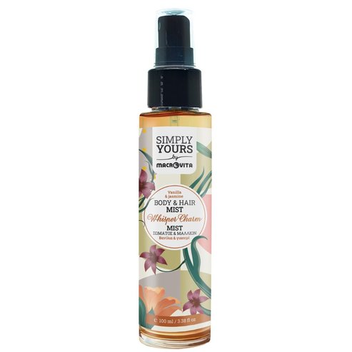 Macrovita Simply Yours Whisper Charm Vanilla & Jasmine Body & Hair Mist Хидратиращ спрей за тяло & коса с аромат на ванилия & жасмин 100ml