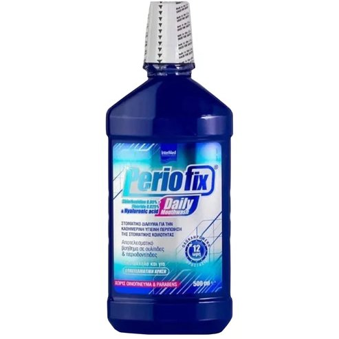 Intermed Periofix Chlorhexidine 0.05% & Fluoride 0.025% & Hyaluronic Acid Daily Mouthwash Вода за Уста с Хлорхексидин & Хиалуронова Киселина за Защита на Устната Кухина 500ml