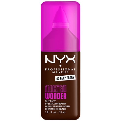 Nyx Professional Makeup Make\'em Wonder Soft Matte Buildable Foundation Хидратиращ & Нежен Матов Фон дьо тен за по-гладка, равномерна & сияйна кожа 30ml - 43 Deep Ebony