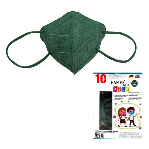 Famex Mask Kids Детски маски за еднократна употреба FFP2 NR Тъмно зелено 10 броя