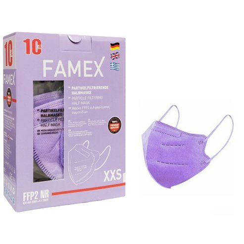 Famex Mask Kids Lilac Детски защитни маски за еднократна употреба FFP2 NR Purple 10 бр