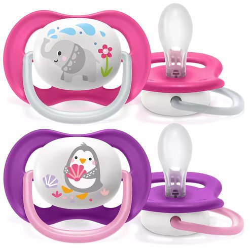 Avent Ultra Air Animals 6-18m SCF080/08 Лилаво - Розово 2 бр