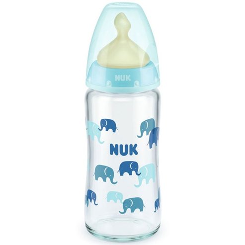 Nuk First Choice Plus Glass Bottle Latex Medium 240ml - Син