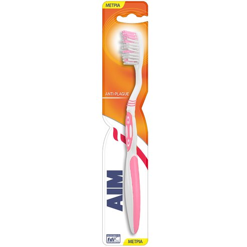 Aim Antiplaque Medium Toothbrush 1 Парче - Розово