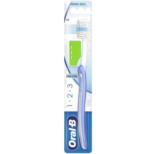 Oral-B 123 Indicator Medium Toothbrush 40mm 1 брой - лила / светло зелено