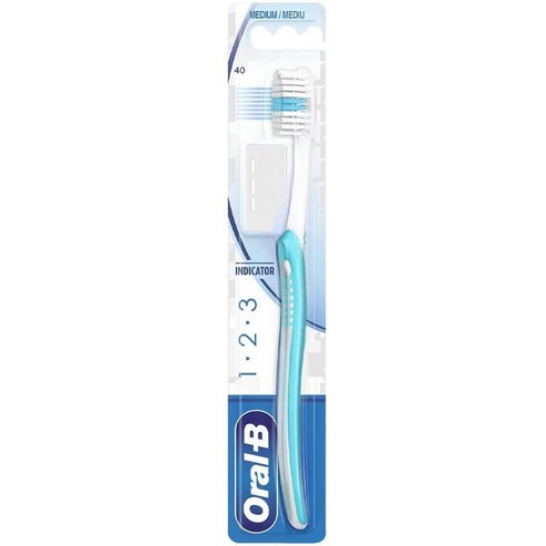 Oral-B 123 Indicator Medium Toothbrush 40mm 1 Парче - Синьо/Бяло