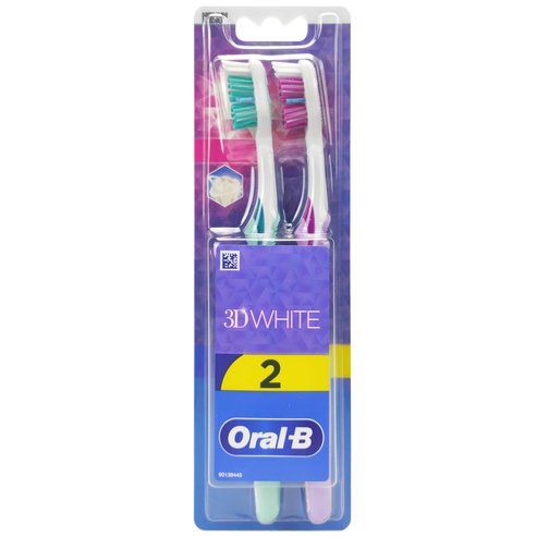 Oral-B 3D White Duo Medium Toothbrush 2 Части - Тюркоаз / Лилав