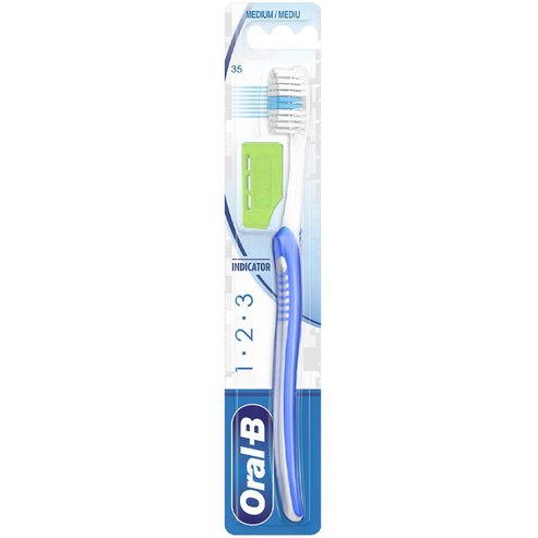 Oral-B 123 Indicator Medium Toothbrush 35mm 1 Парче - Синьо/Зелено