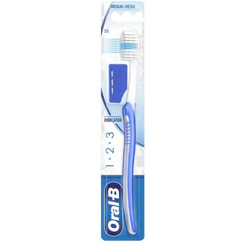 Oral-B 123 Indicator Medium Toothbrush 35mm 1 Парче - Синьо / Синьо