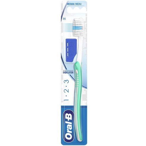 Oral-B 123 Indicator Medium Toothbrush 35mm 1 Парче - Тюркоазено / Синьо