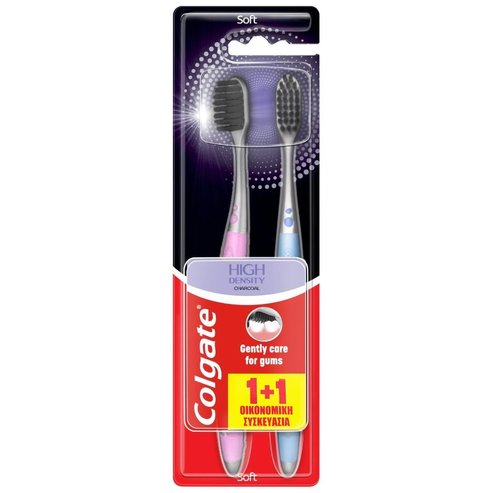 Colgate High Density Charcoal Toothbrush Soft 2 Парчета - Розово / Синьо