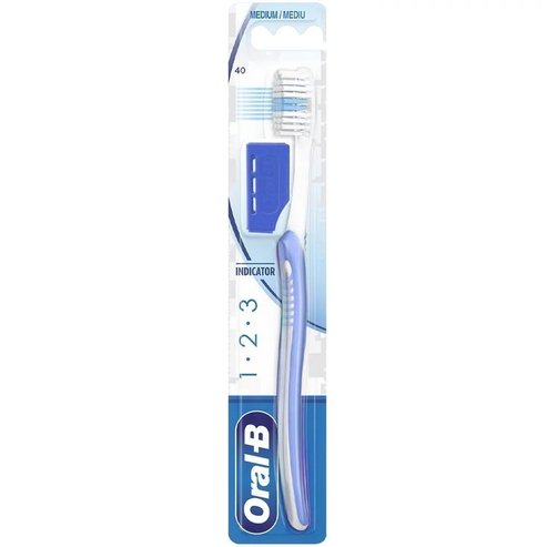 Oral-B 123 Indicator Medium Toothbrush 40mm 1 брой - лилаво / синьо