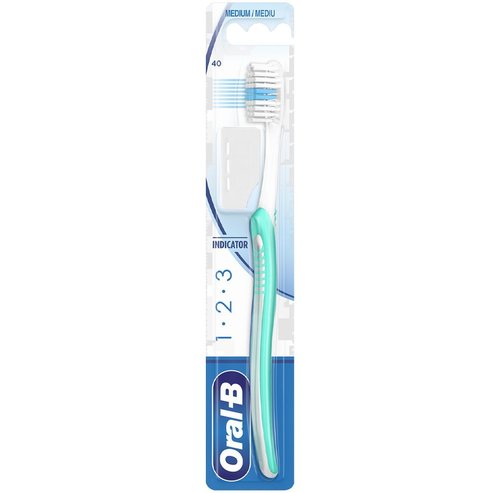 Oral-B 123 Indicator Medium Toothbrush 40mm 1 Брой - Тюркоаз / Бяло
