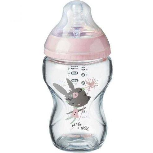 Tommee Tippee Closer to Nature Anti-Colic Glass Baby Bottle 0m+ Код 42270610, 250мл - Розов