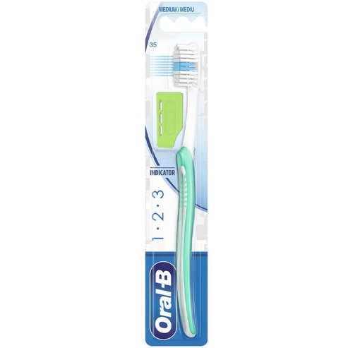 Oral-B 123 Indicator Medium Toothbrush 35mm 1 Парче - Тюркоазено / Зелено