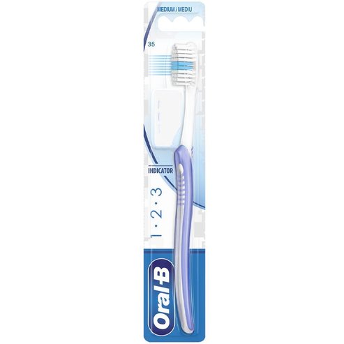 Oral-B 123 Indicator Medium Toothbrush 35mm 1 Парче - Люляк / Бяло