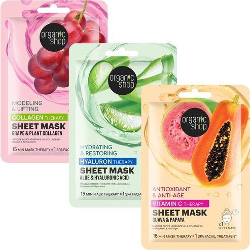Organic Подарък Shop Sheet Mask Платнена маска за лице Произволен избор 1 бр