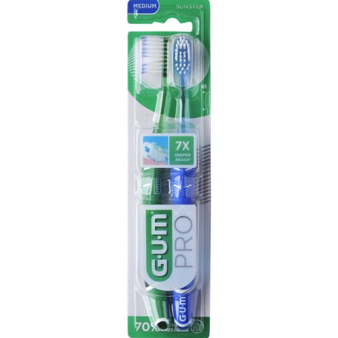 Gum Pro Medium Toothbrush 2 части Код 1528, зелено - синьо