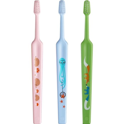 Tepe Kids Mini Extra Soft Toothbrush 0-3 Years 3 части, розово - синьо - зелено