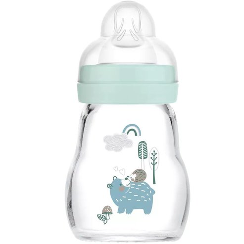 Mam Feel Good Premium Glass Baby Bottle 0m+, 170ml, Код. 370SB - Зелено