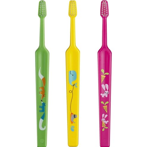 Tepe Kids Mini Extra Soft Toothbrush 0-3 Years 3 части, зелено / жълто / фуксия