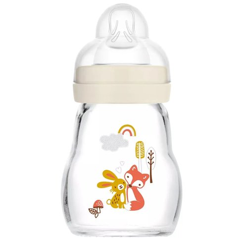 Mam Feel Good Premium Glass Baby Bottle 0m+, 170ml, Код 370SU - Бежово