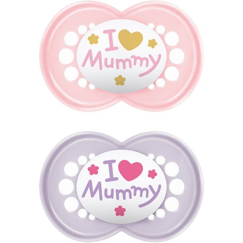 Mam Original Ι Love Mummy Silicone Soother 6-16m 2 броя, код 170SG1C - розово / лилаво