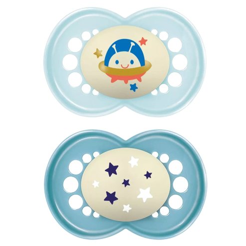 Mam Original Night Silicone Soother 16m+, 2 части, код 260S - светло синьо / синьо 2