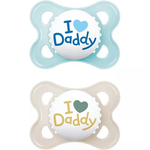 Mam Original Ι Love Daddy Silicone Soother 2-6m 2 части, Код 115SB1C - Синьо / Кремаво