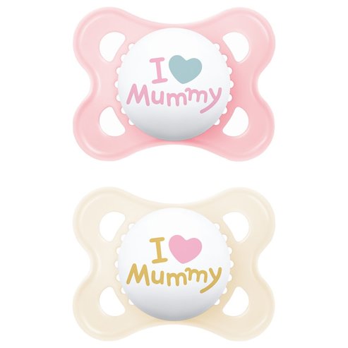 Mam Original Ι Love Mommy Silicone Soother 2-6m 2 броя, Код 115SG1c - Розово / Кремаво