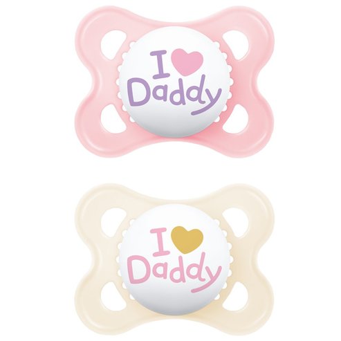 Mam Original Ι Love Daddy Silicone Soother 2-6m 2 части, Код 115SG2c - Кремаво / Розово