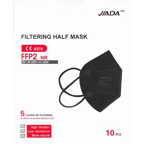 Jiada Filtering Half Mask FFP2 NR, 10 части - черни