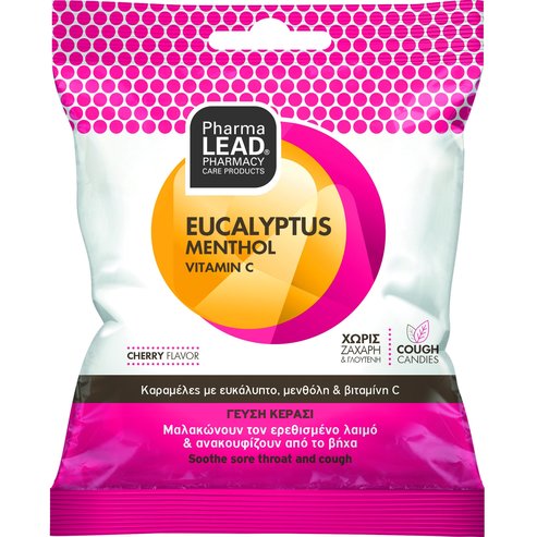 Pharmalead Подарък Eucalyptus, Mentol & Vitamin C Cherry Cough Candies 40g