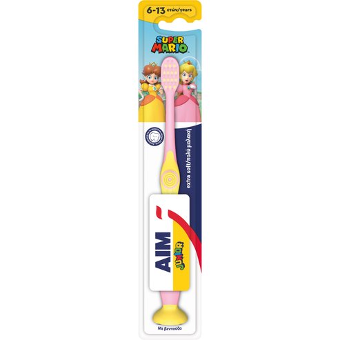 Aim Super Mario Junior Extra Soft Toothbrush 6-13 Years 1 брой - розово / жълто