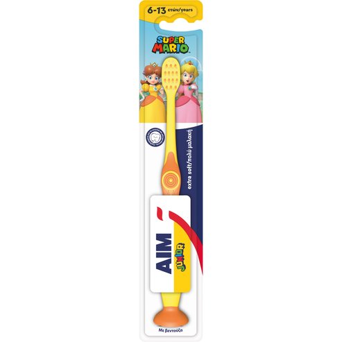 Aim Super Mario Junior Extra Soft Toothbrush 6-13 Years 1 брой - Жълто/Оранжево